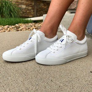 Rothys Womens White Knit Lace-Up Sneakers Size 9 Eco-Friendly EUC